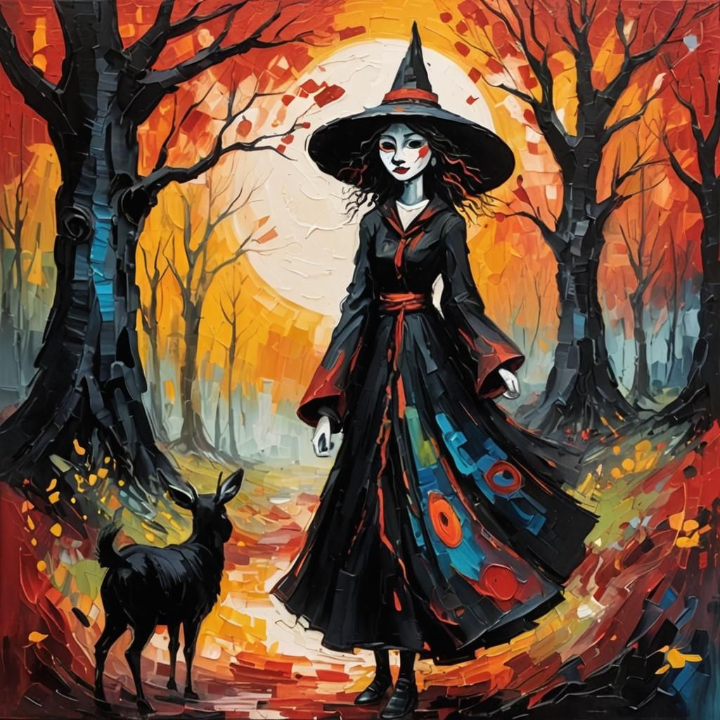 Whimsical Aboriginal Oil Painting with Expressive Brushstrok...