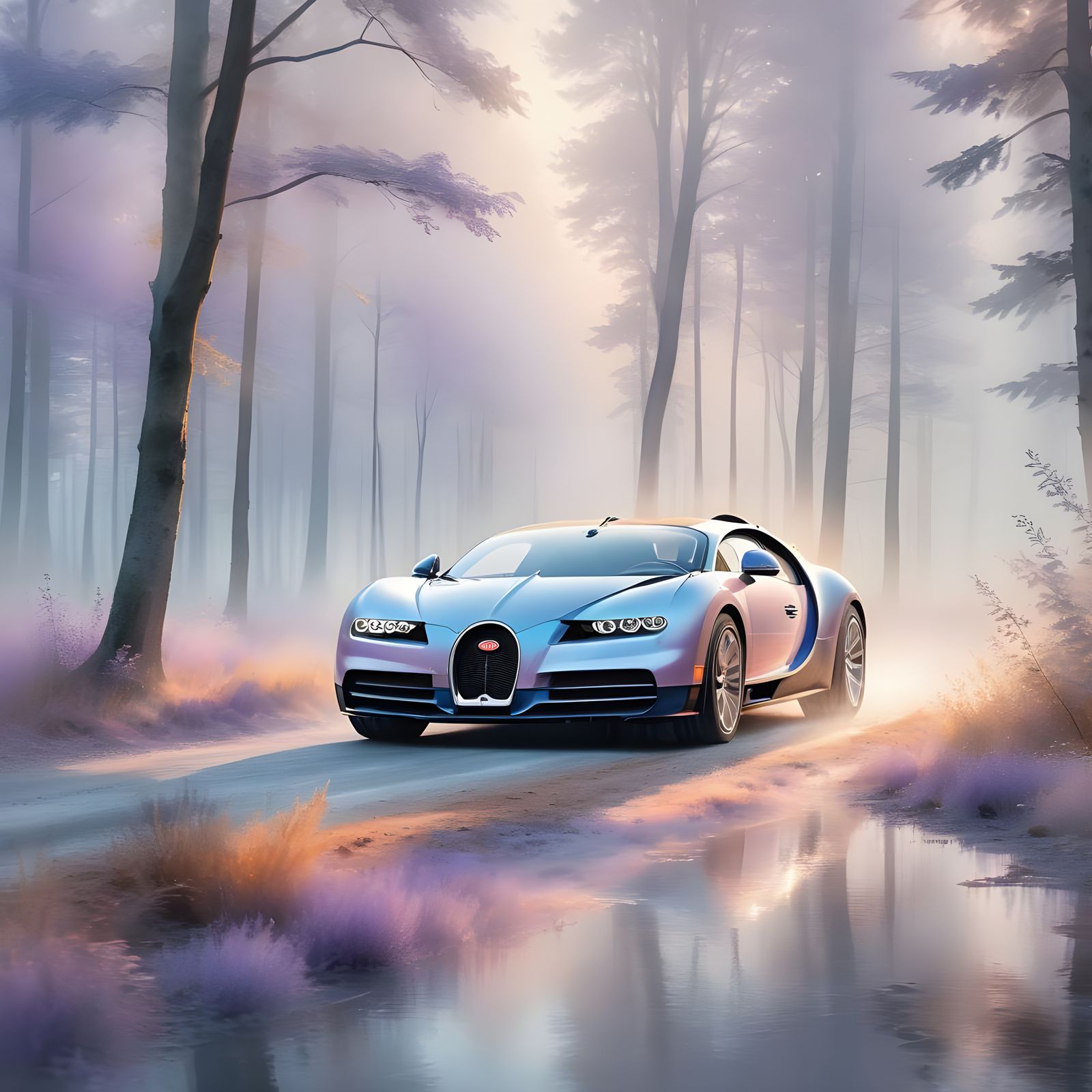 Pastel Bugatti in Soft Watercolor Hues