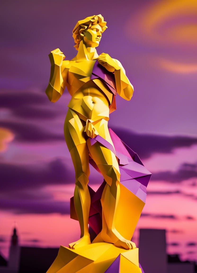 Michelangelo's Statue of David in Vibrant Sunset Light