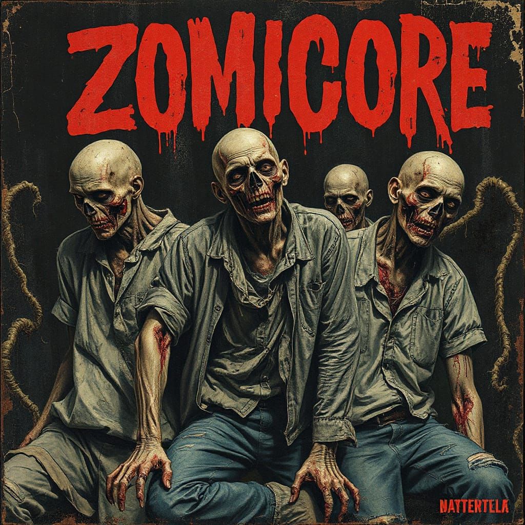 Zombiecore Collage Poster with Grungy, Decomposing Figures