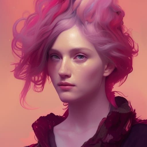Pink hair woman