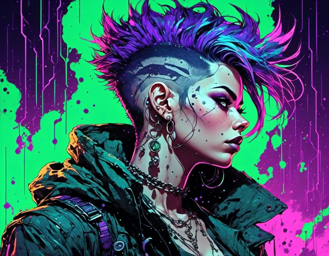 Rebel Queen in Retro-Futuristic Cyberpunk Dystopia