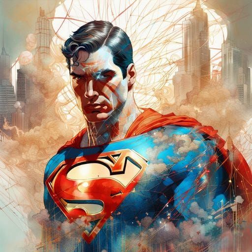 Iconic Superman Figure in Heroic Stance