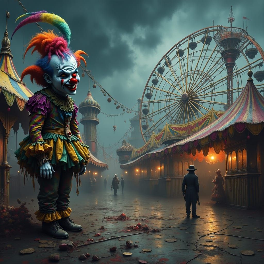 Clown in Mystical Carnival, Digital Art