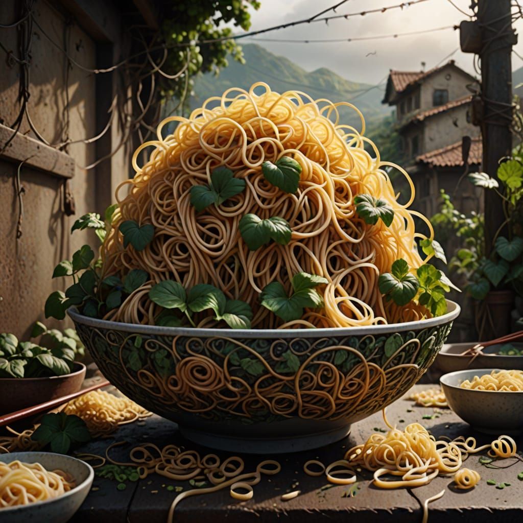 Surreal Vine Noodles: An Epic Digital Painting