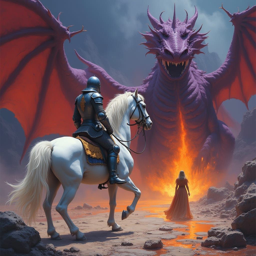 Knight Rescues Princess from Lava Castle, Epic Fantasy
