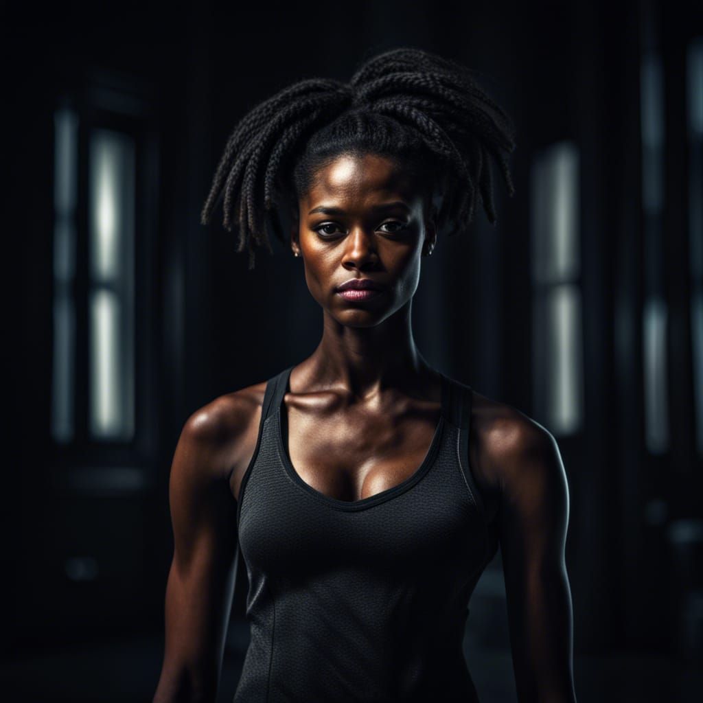 Strong Black Goddess in Hyperrealistic Portrait