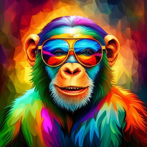 Cute Chimpanzee in Iridescent Sunglasses