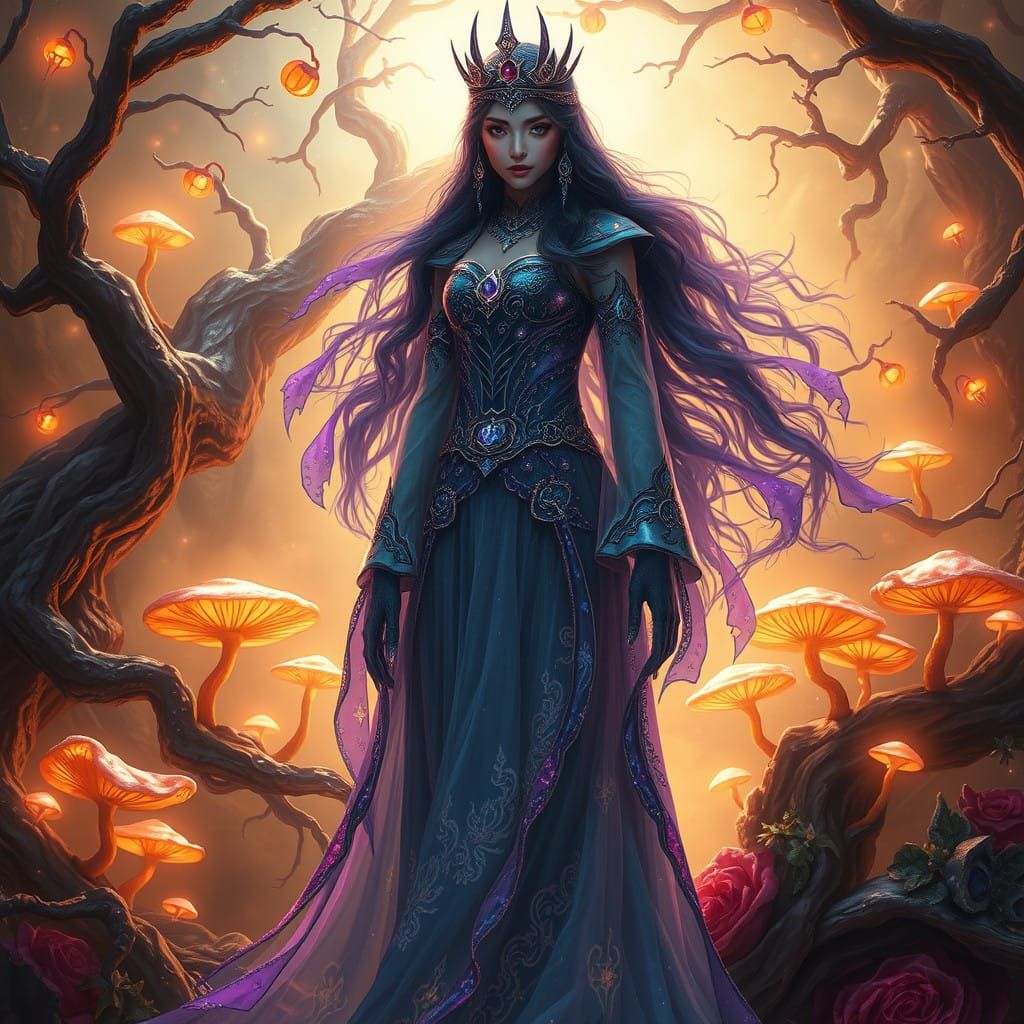 Regal Sister in Ethereal Aura, Fantasy Concept Art