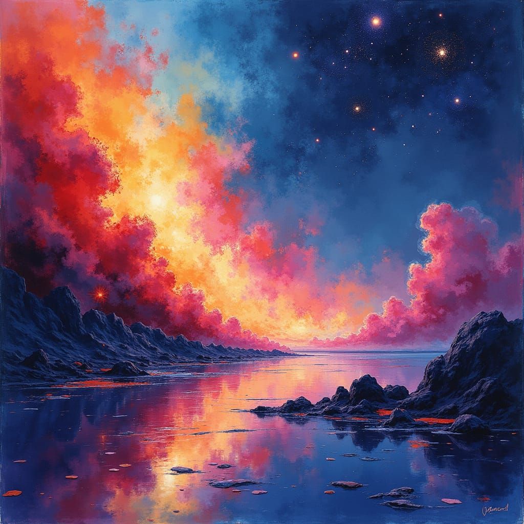 Abstract Swirls of Color in Bioluminescent Light