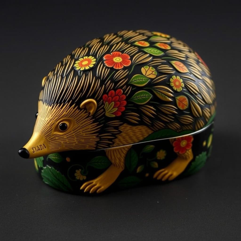 Hedgehog Art Deco Box in Luxurious Style