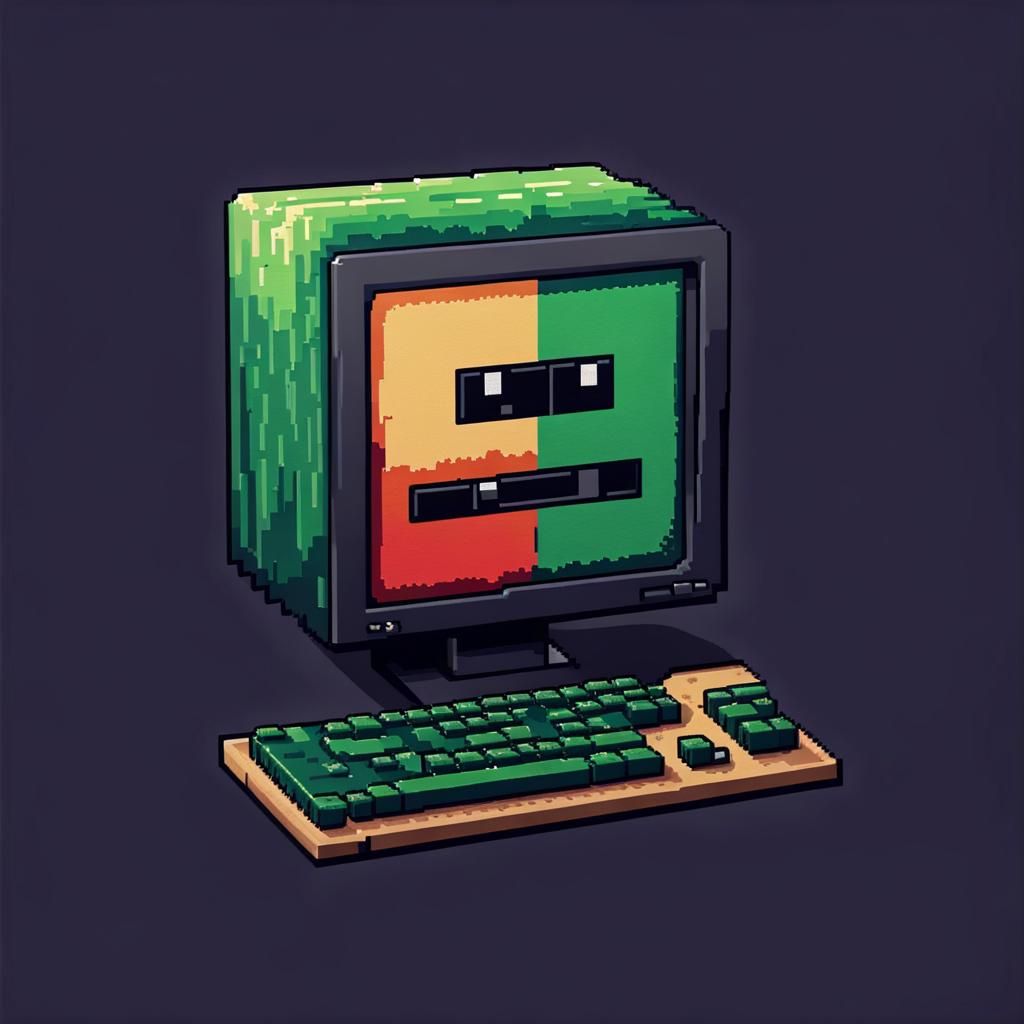 Retrofuturistic Pixel Art Computer Logos
