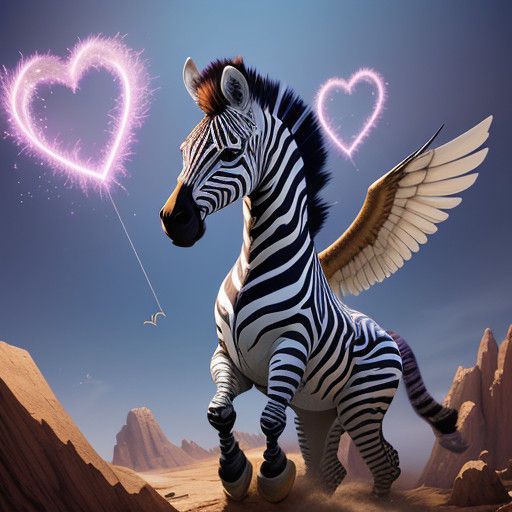 Whimsical Zebra Sends Kiss in Vibrant, Fantastical Art