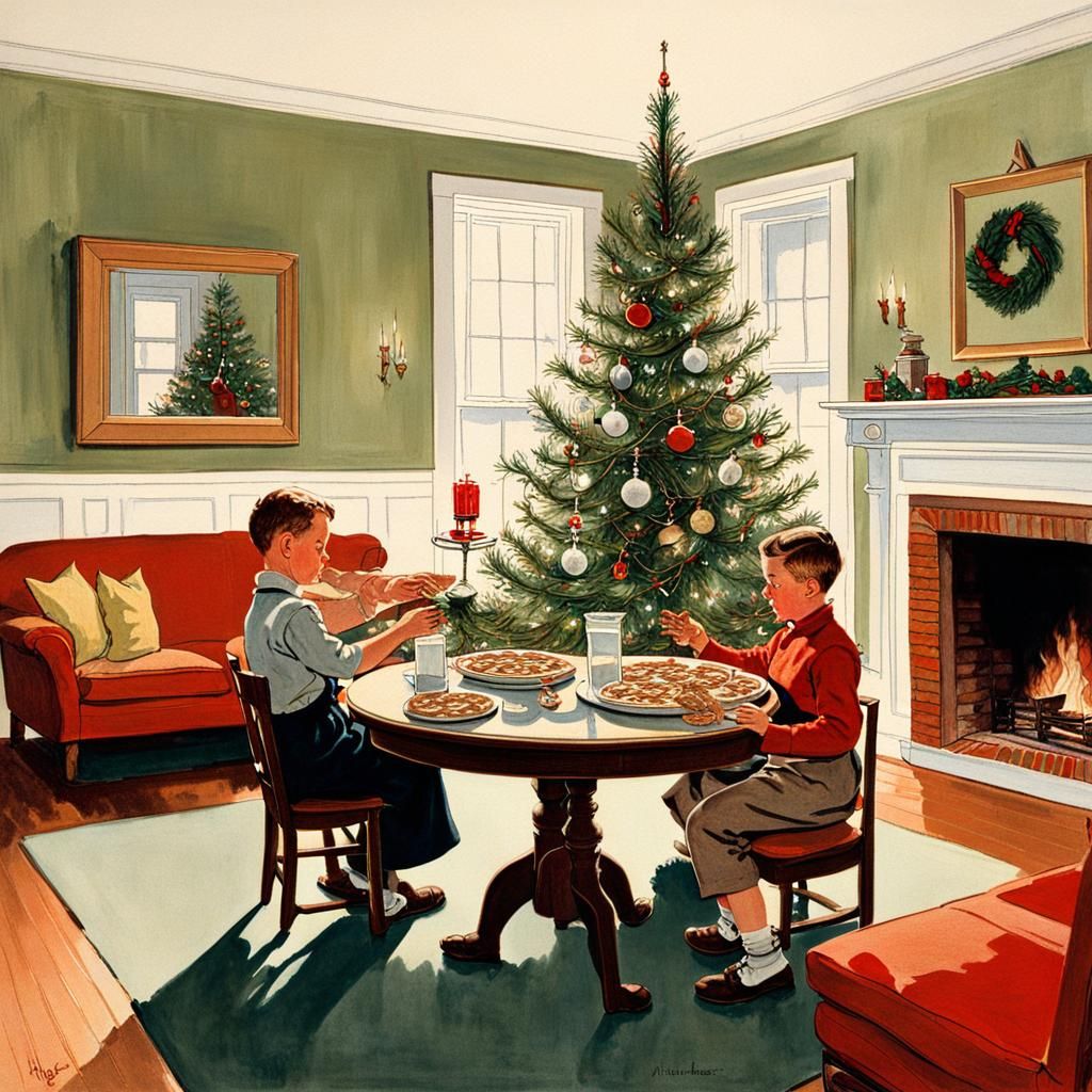 Classic Christmas Scene in a Cozy Living Room