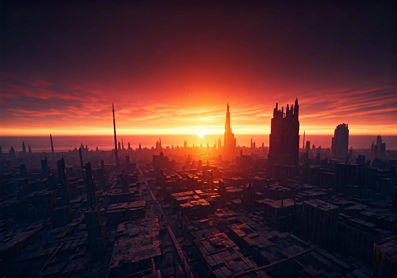 Sunset on the Edge of the World in Vibrant, Deep-Colored Rea...