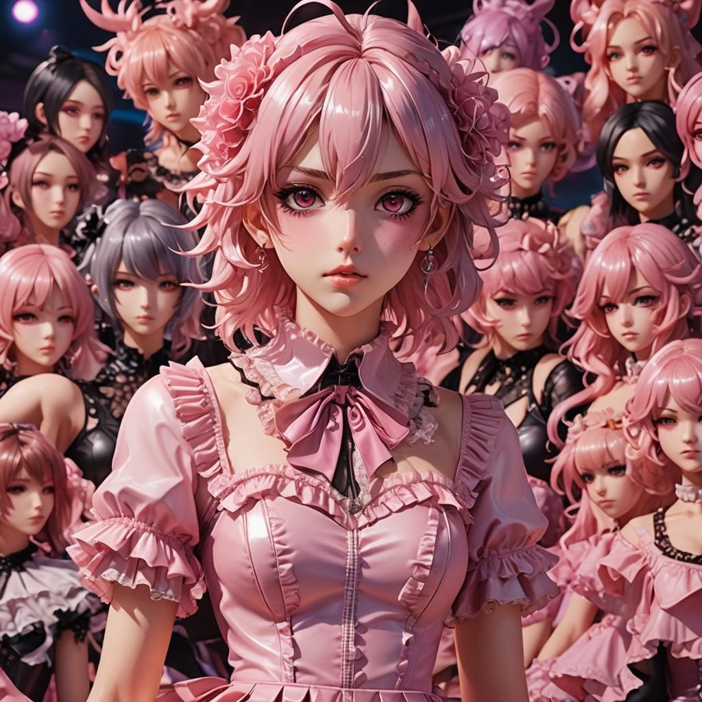 Sissy Man Surrounded by Ultimate Leather Queens in Vibrant,....