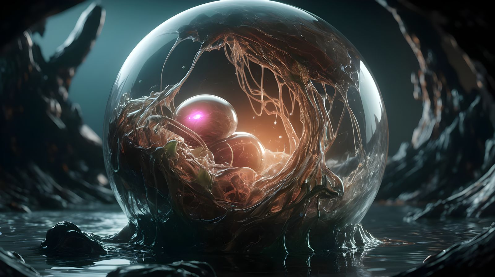 Bio-Mechanical Alien Egg in Gothic Horror Style