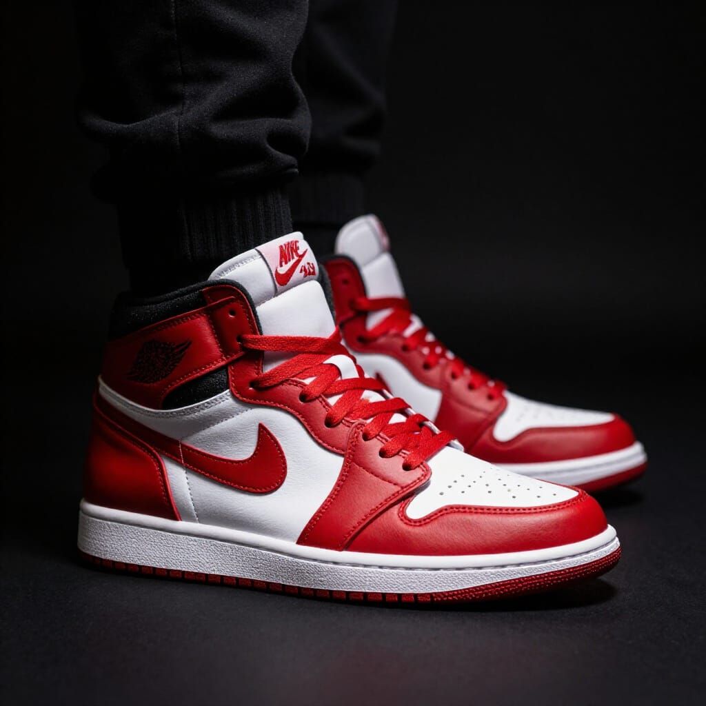 Vibrant Strawberry in Air Jordans Photographed Hyperrealisti...