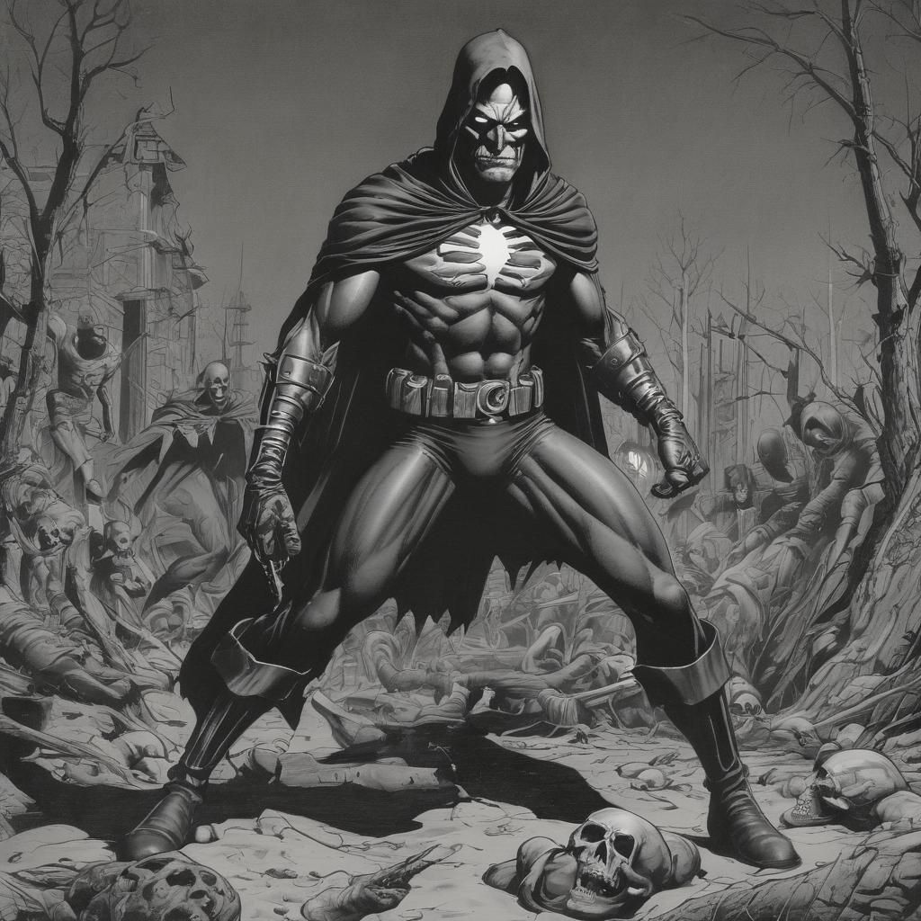 Grimdark Comic Art in Dark Gothic Style