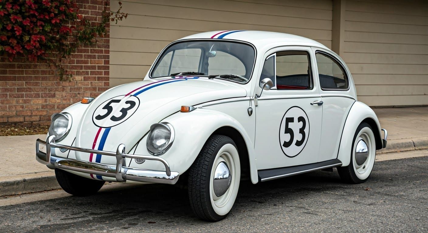 Retro Racing Beetle in a Dirty White Finish