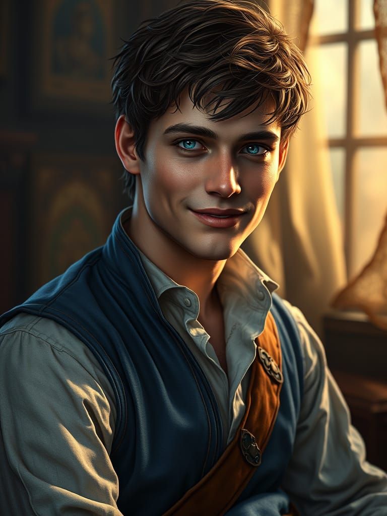 Handsome Young Gentleman in 19th Century Attire