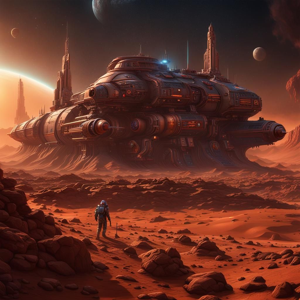 Epic Mars Odyssey in Vibrant Hues and Intricate Detail