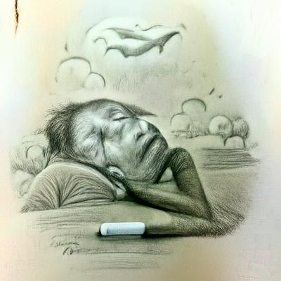 Fatigued Existence in Pencil Sketch