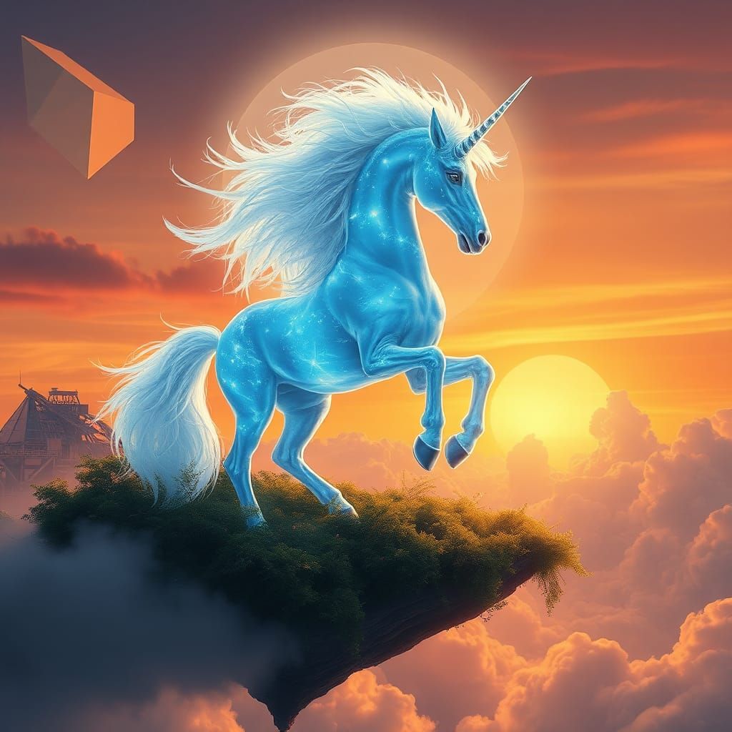 Ethereal Centaur Emerges from a Floating Island Paradise