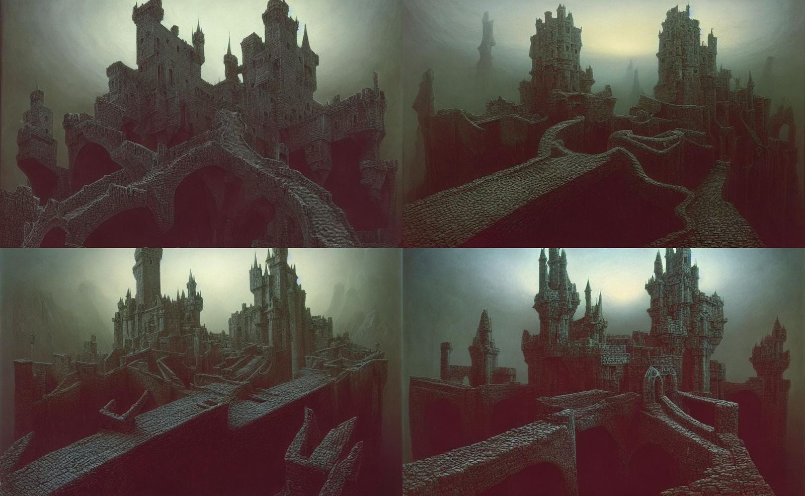 Surreal Castle Landscape in a Dark, Dreamlike Aesthetic