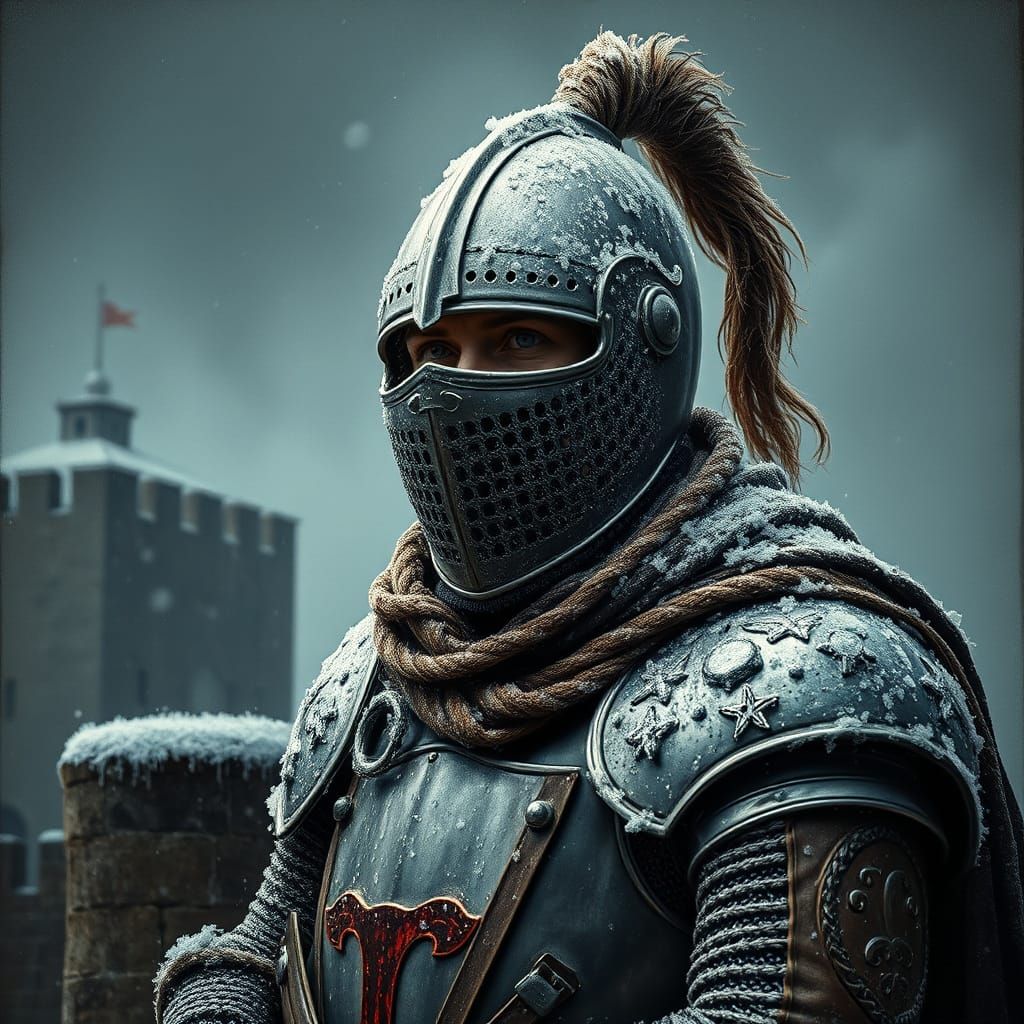 Ethereal 17th Century Knight in Frosty Vigil