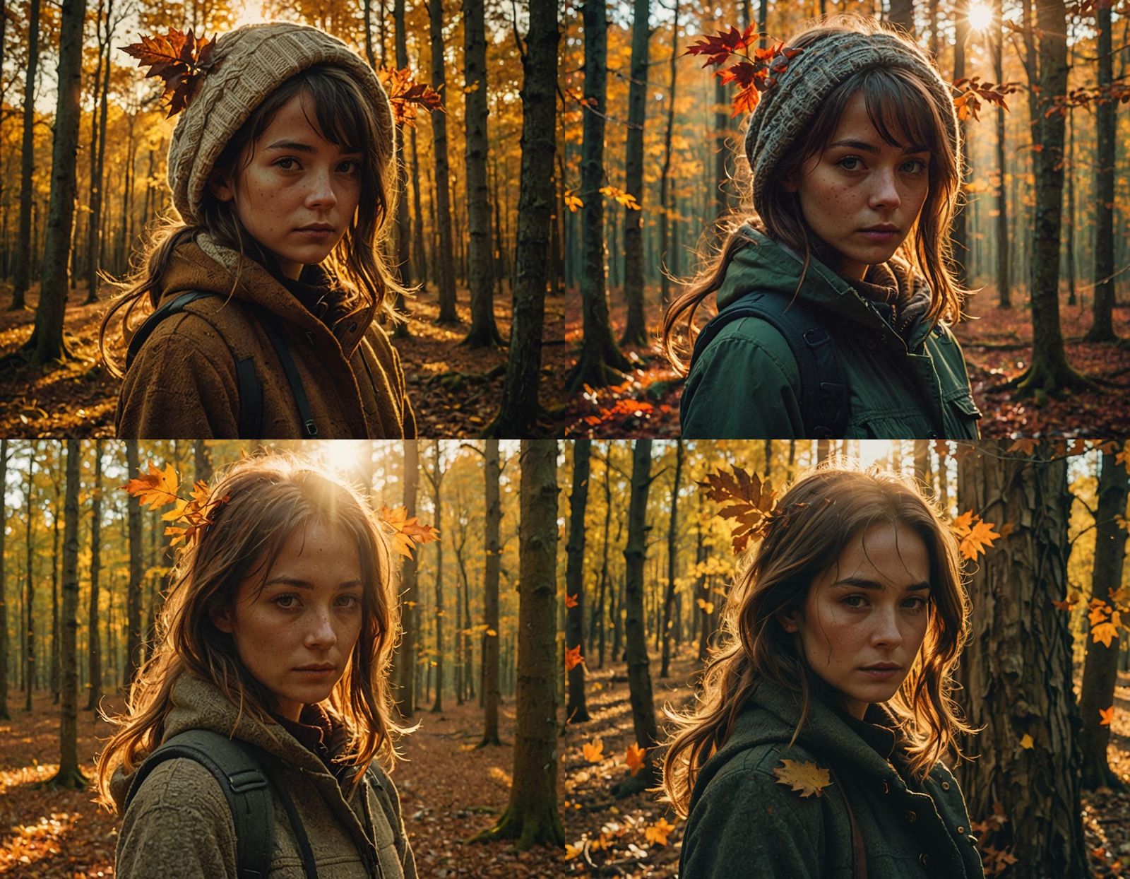 Autumn Woodland Stroll at Sunset in Cinematic 35mm Film Styl...