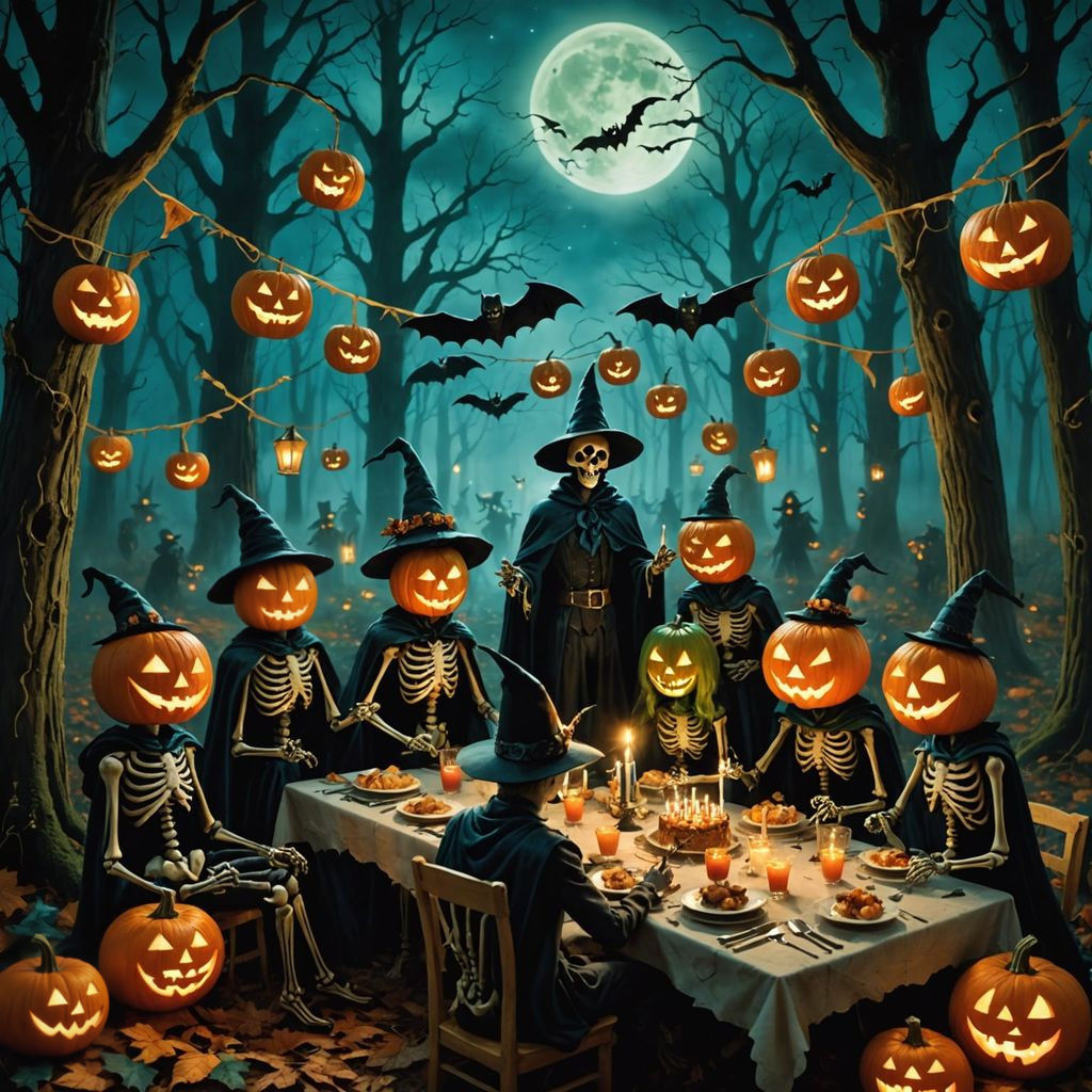 Haunted Midnight Birthday Party in Misty Forest Clearing
