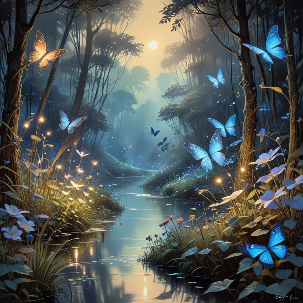 Dreamy Fairy Landscape in Enchanted Golden Hour