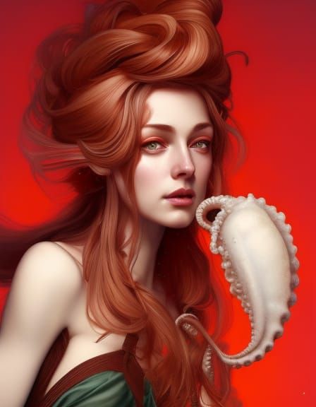 Detailed Demon Portrait in Art Nouveau Style