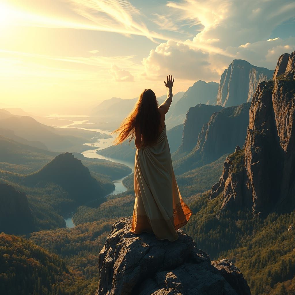 Majestic Gaia Stands at the Edge of a Vibrant Landscape