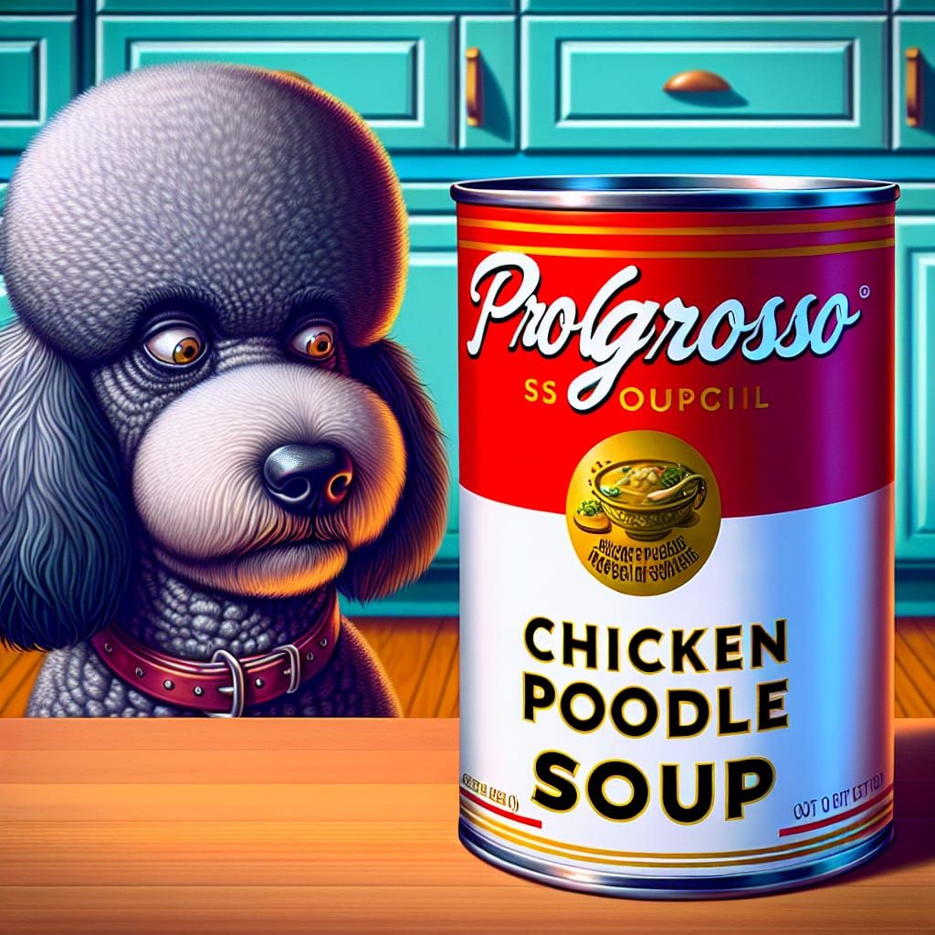 Chibi Poodle Witnesses Progrosso Soup Can in Kitchen