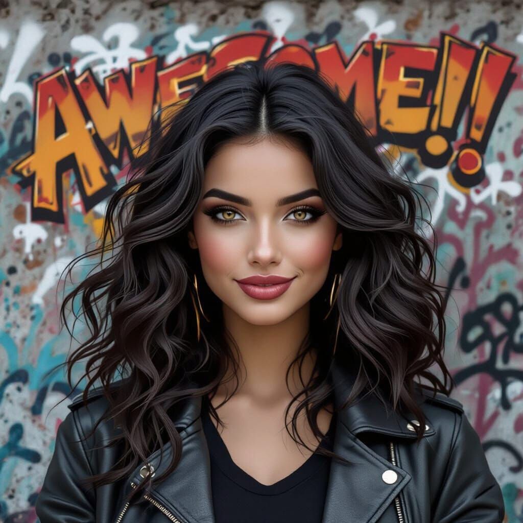 Goddess with Graffiti Art in Street Style