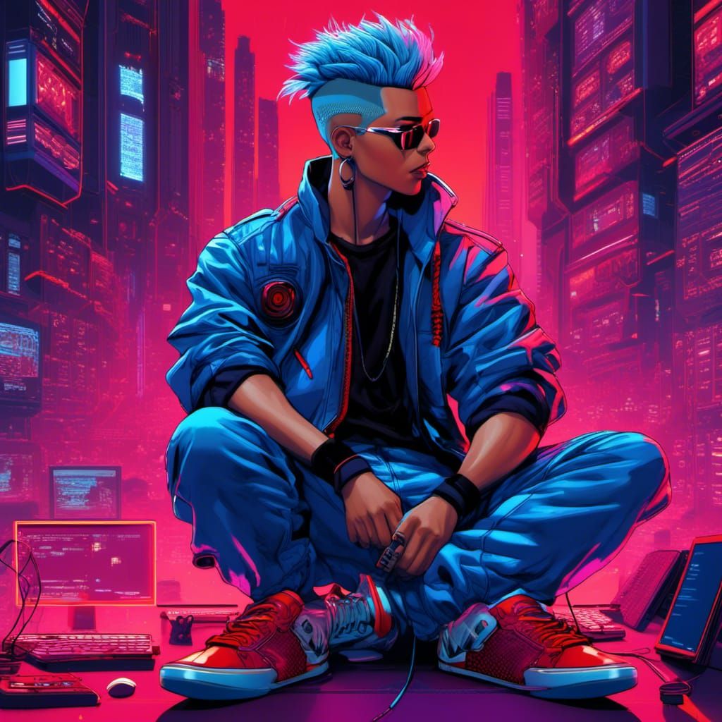 Cyberpunk Hacker Brought Down in Neon-Lit City Streets
