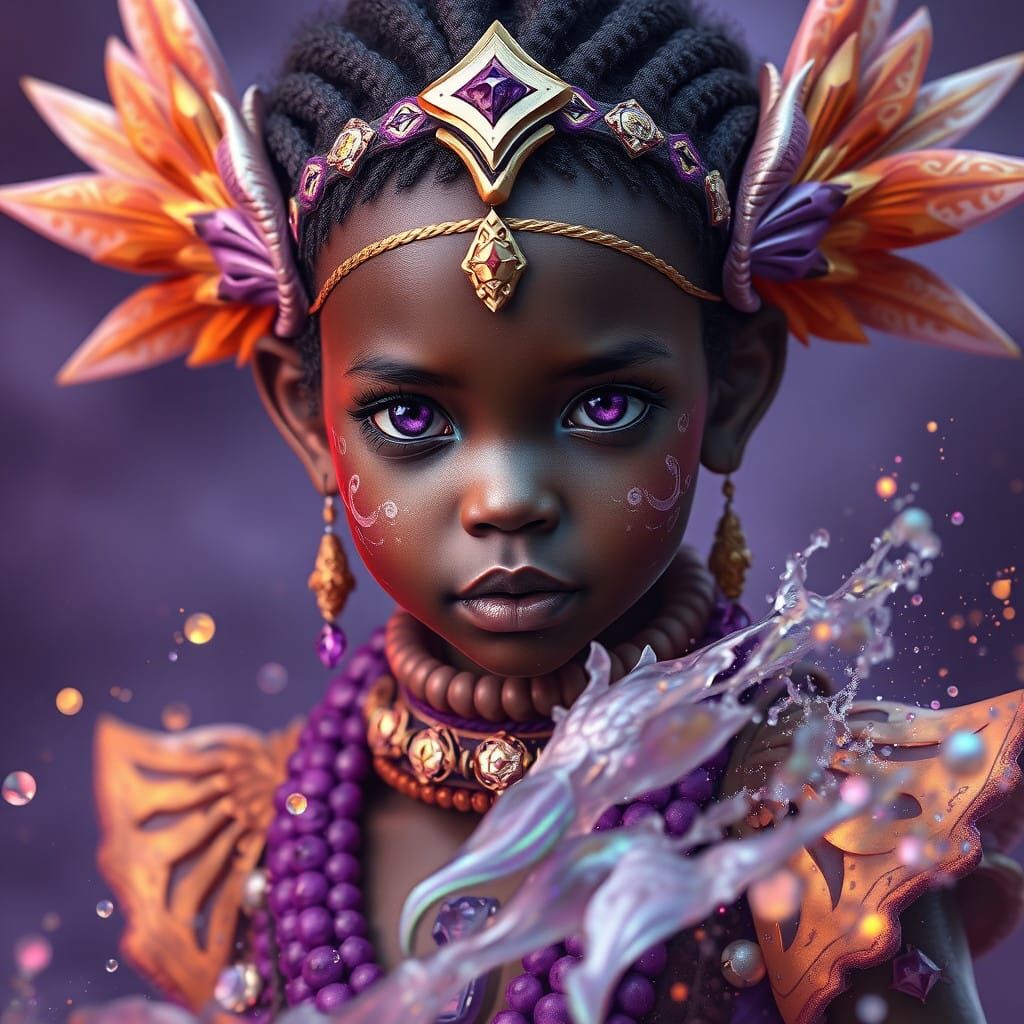 Surreal Nubian Child Amidst Lavender Hues