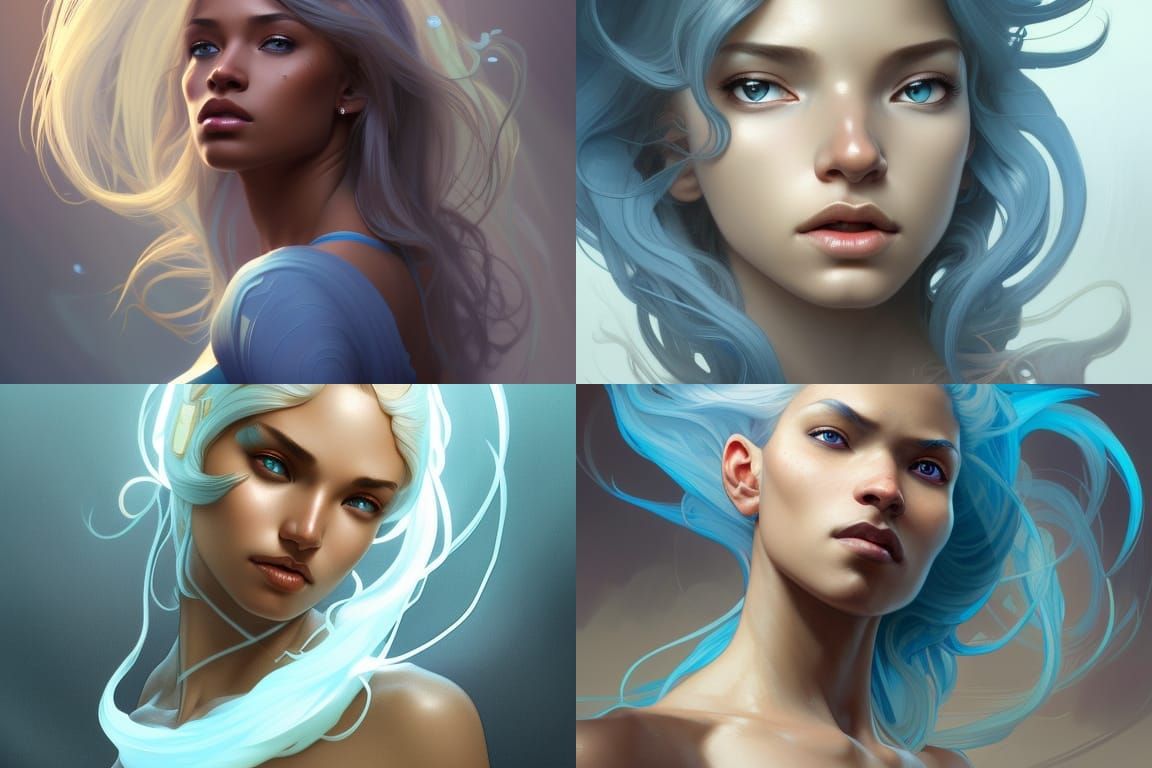 Ethereal Genasi Goddess in Triadic Hues