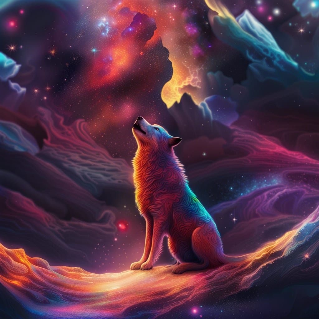 Cosmic Wolf in Celestial Splendor