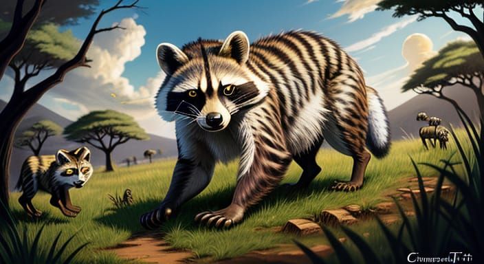 Serengeti Lightning Raccoon with Chivalry Elements