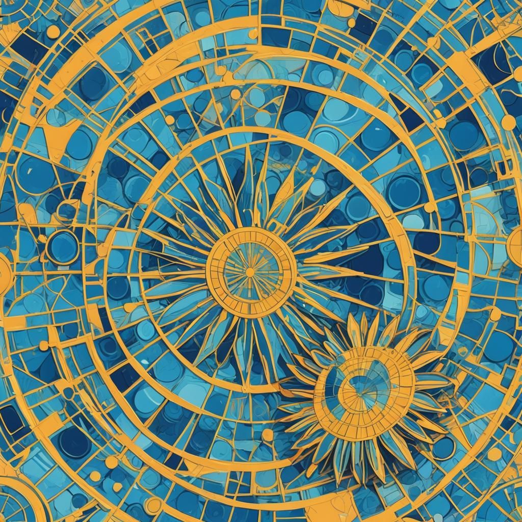 Surreal Bright Blue Sea View in Pop Art Style with Warm Fami...