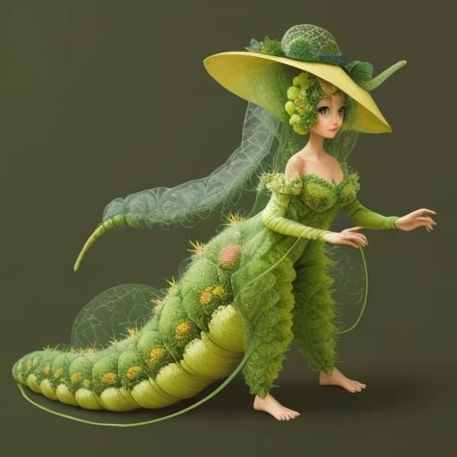 Insectoid Siren with a Caterpillar's Finery