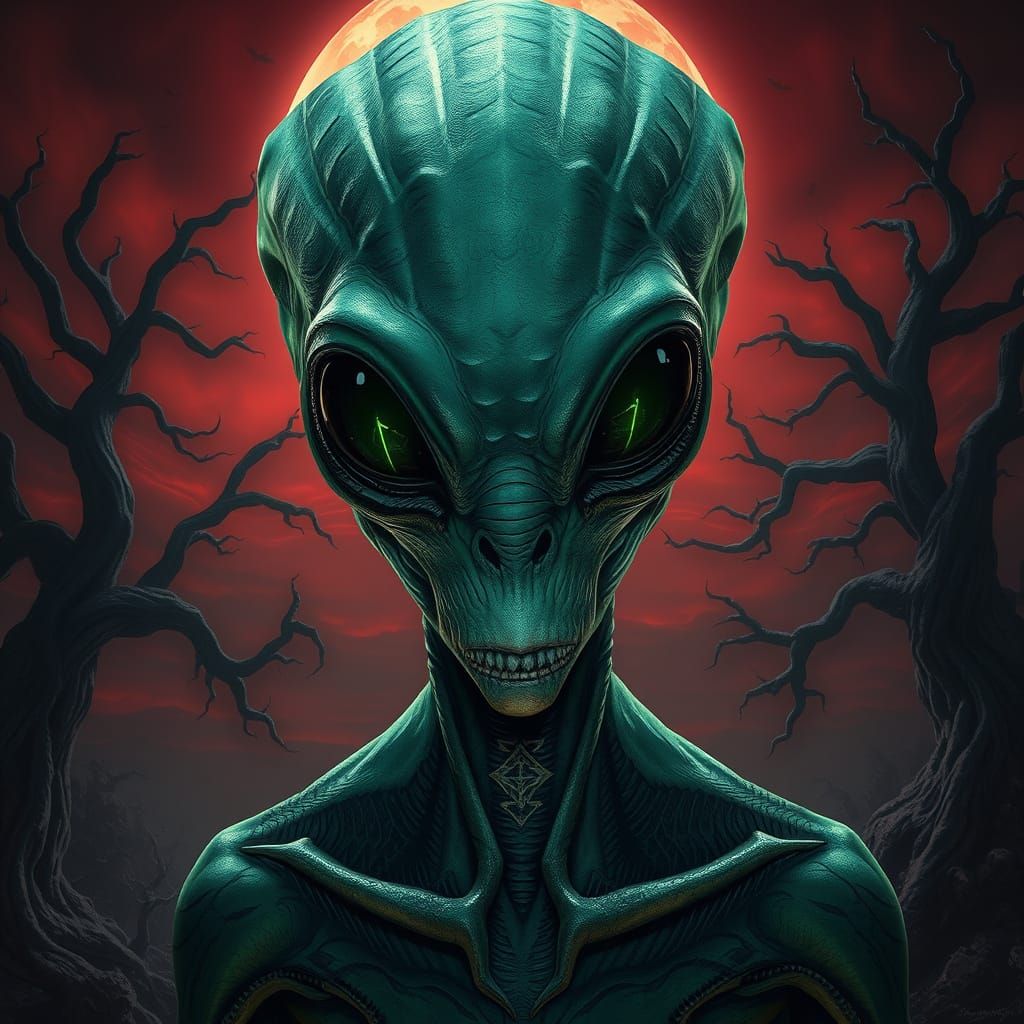 Ethereal Alien Being in Dark Fantasy Realm