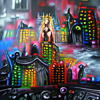 Goddess City Noir in Vibrant Colourful Detail