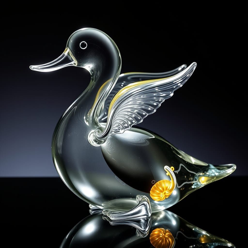 Ethereal Glass Duck Illuminated with Radiant Light