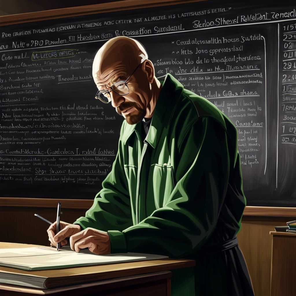 Walter White in His Iconic Outfit Solves a Complex Formula