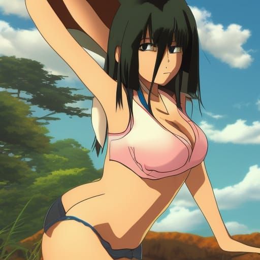 Anime-Inspired Goddess in Vibrant Studio Ghibli Style