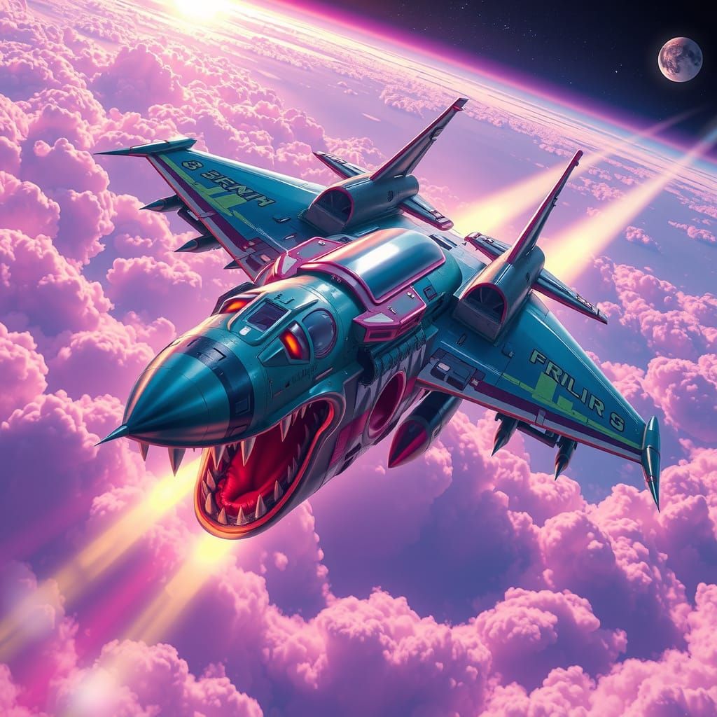 Slime Fighter Jet Soaring Through Cosmic Dreamscape